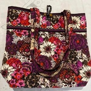 Vera Bradley Floral Tote Bag - Pink, Purple, Brown